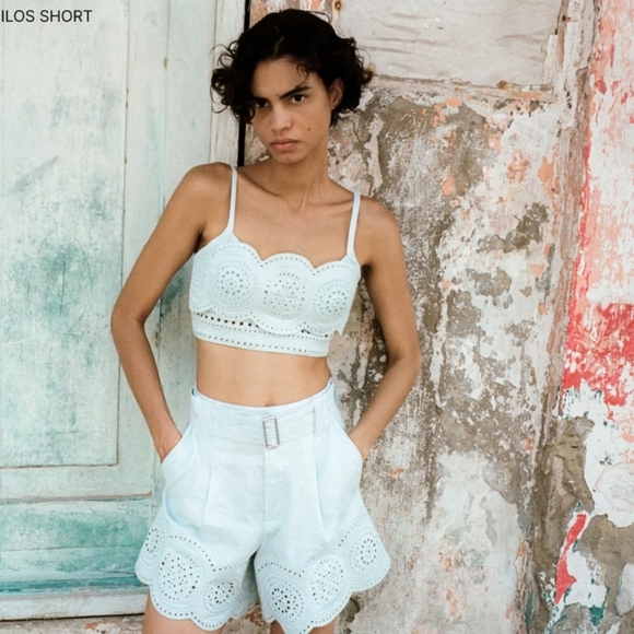 A.L.C.Milos belted broderie anglaise linen shorts - Picture 5 of 10